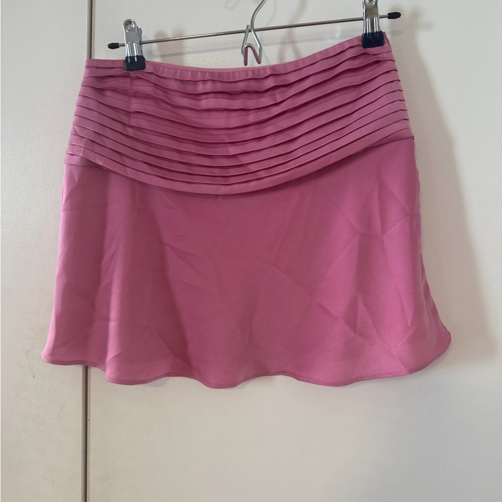 Pleated Waist Mini Skirt in Pink